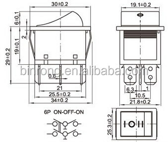 KCD4-203 Rectangular Auto Boat Rocker Toggle Switch Max. 250VA CQC Certified On-Off-On Function