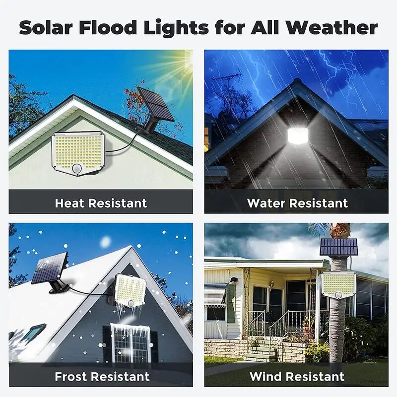 1pc solar floodlight standalone solar panel with 16 4 ft approx 5 m power cord 153 led 210 led 3000 lumen solar light adjustable angle ip65 waterproof ligth for porch patio garage camping details 8