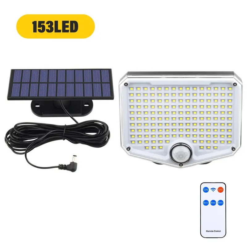 1pc solar floodlight standalone solar panel with 16 4 ft approx 5 m power cord 153 led 210 led 3000 lumen solar light adjustable angle ip65 waterproof ligth for porch patio garage camping 153led 10