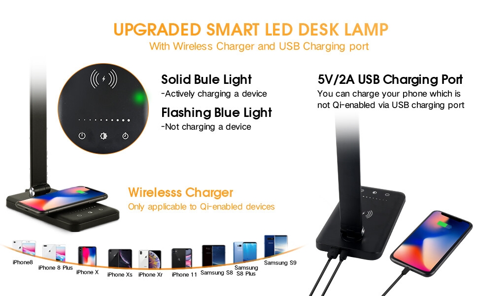 desk lamp with wireless charger