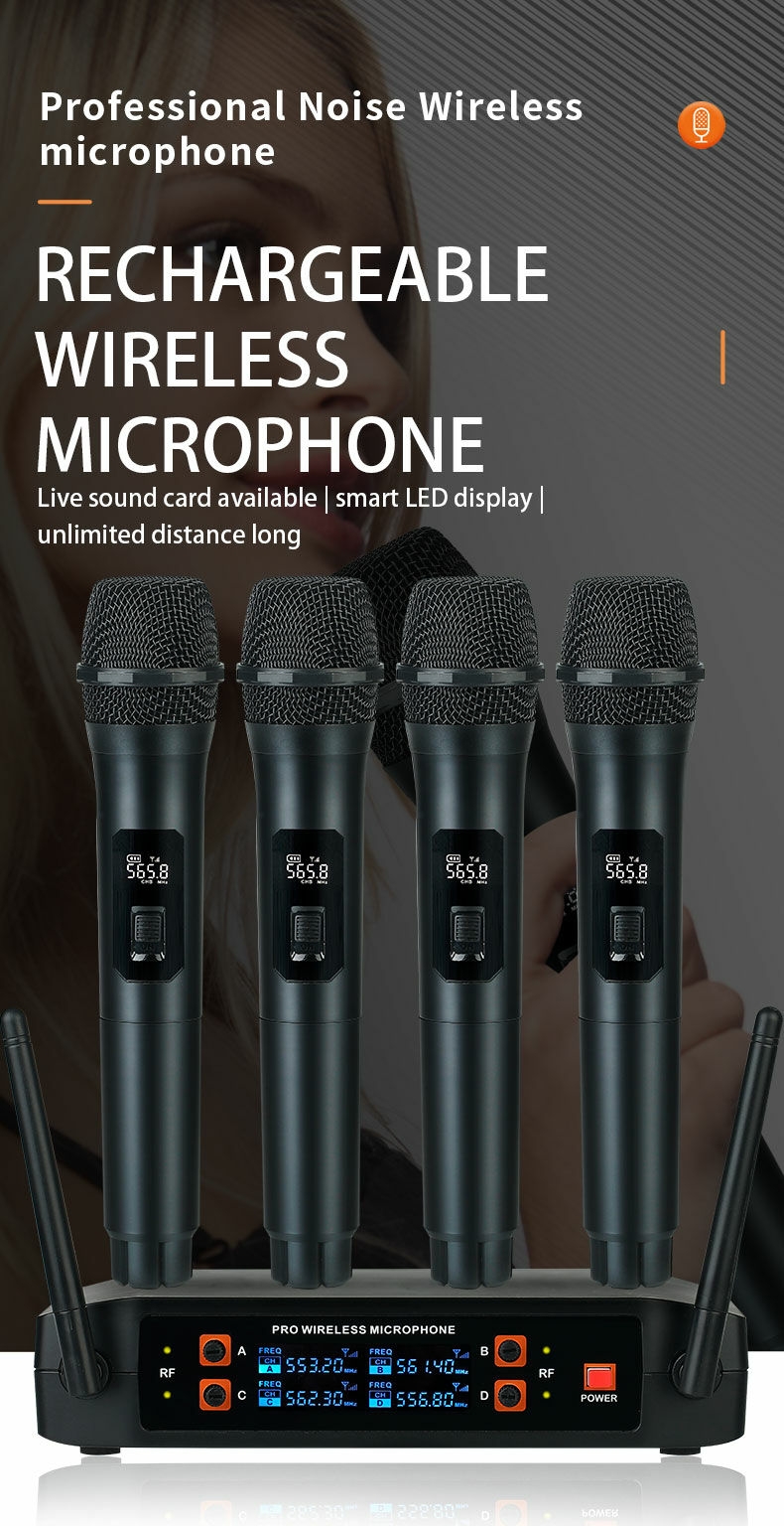 XTUGA XS4 Four Channels Vhf Handheld Karaoke  Wireless Microphone Receiver Board