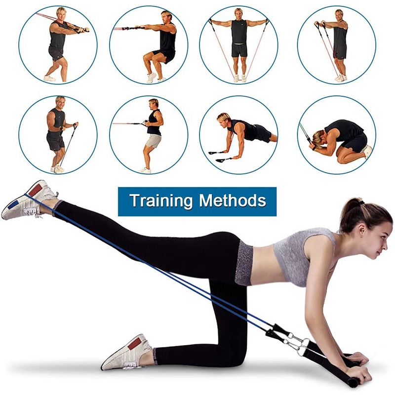 High Quality Rubber Gym Fitness Elastic Hip Loop Exercise Strong Training Resistance Bands Set 11Pcs