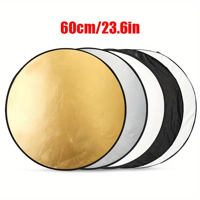 5合1可折叠摄影反光板套装带收纳袋 - 便携式光板，适用于室内/室外使用，提供23.6英寸、31.5英寸、43.3英寸尺寸，半透明、白色、银色、金色、黑色 详情 6