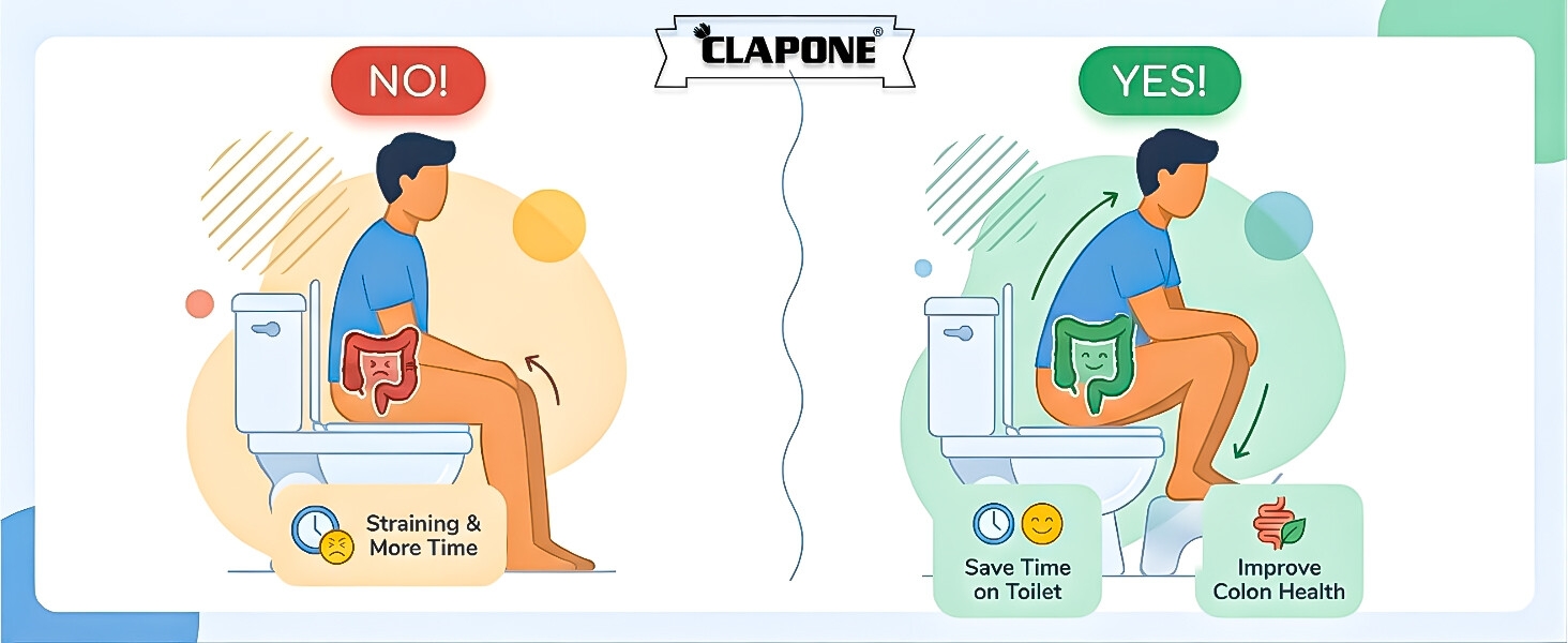 Plastic toilet step stool with built in massage rollers and non slip feet