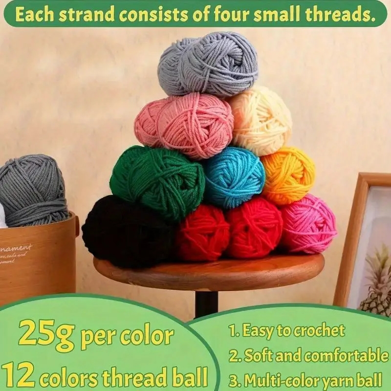 130 piece crochet kit with multicolor yarn fabric storage   season essentials for knitting crafting accessories   hooks scissors needles   markers more 2