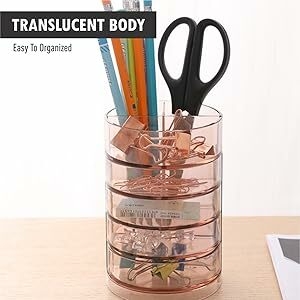 desk organizer translucent body pens pencil scissors stationary 