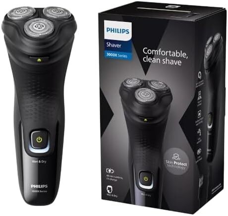 Philips Shaver Series 3000x, 3D Floating heads, Wet & Dry, Pop-Up Trimmer, 1hr charging, Anti-corrosion, X3021/00