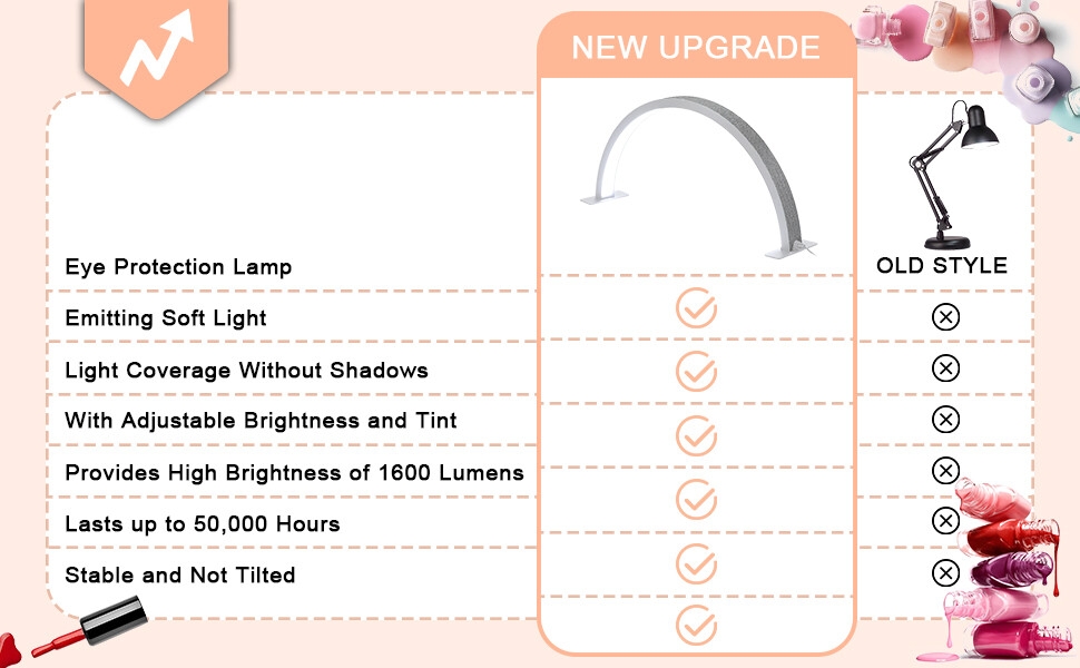 Half Moon Light Nail Lamp for Desk