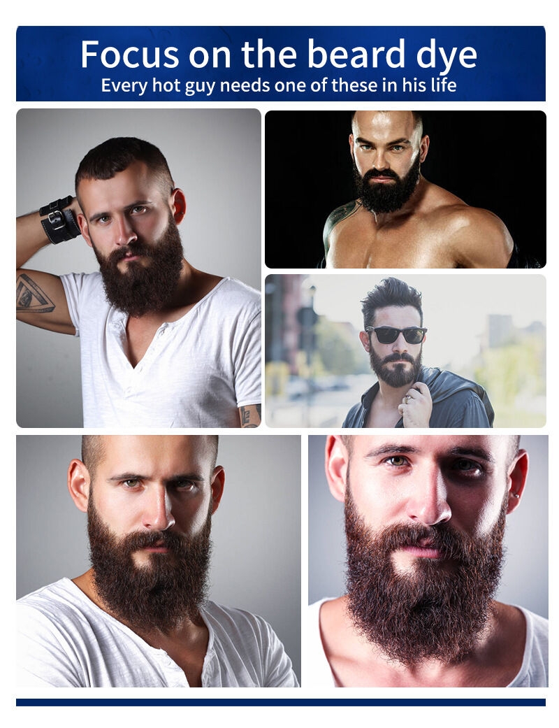 Long-Lasting Men's Fashion Semi-Permanent Beard Dye Cream Black Henna Tint for Beard Care
