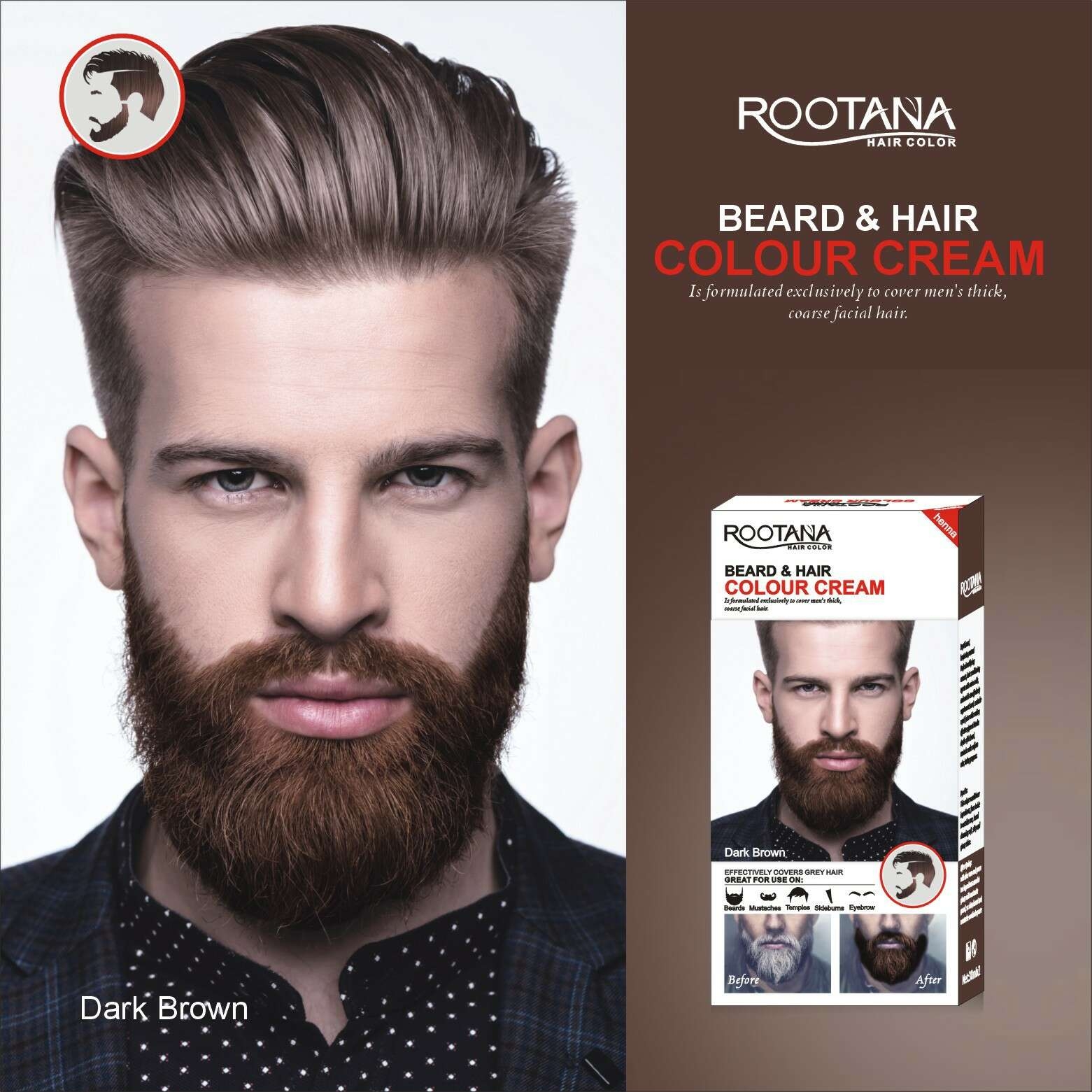 Long-Lasting Men's Fashion Semi-Permanent Beard Dye Cream Black Henna Tint for Beard Care