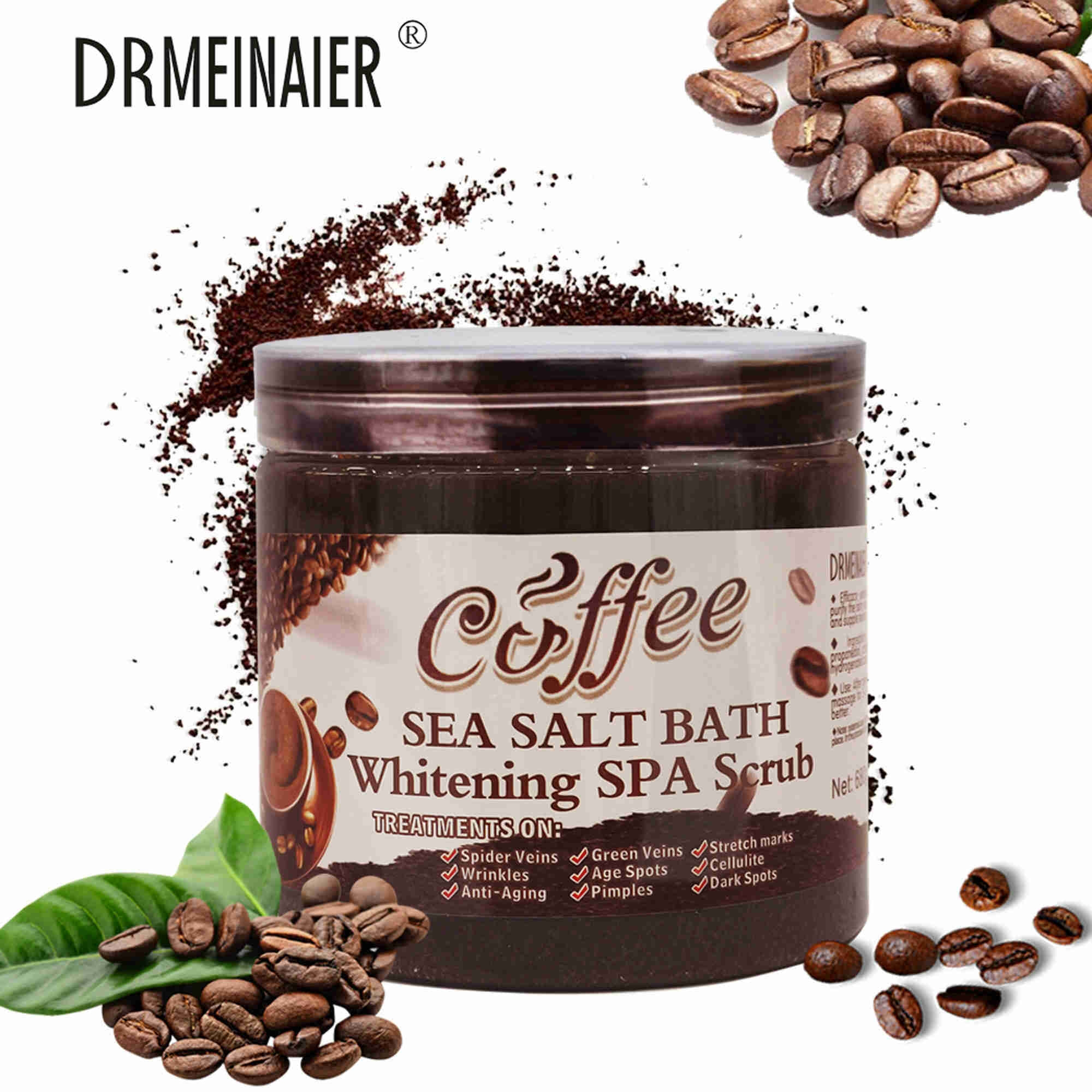 Natural Whitening Coffee Scrub Bath Salt Exfoliating Anti Cellulite Body and Face Scrub Organic Whipped Sea Salt For Skincare