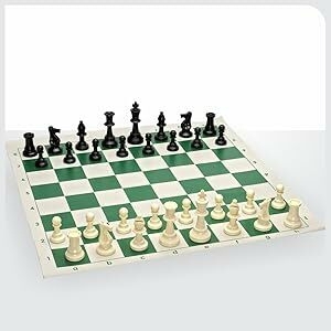 StonKraft 17'' x 17'' Tournament Chess Vinyl Foldable Chess Game with Solid Plastic Pieces