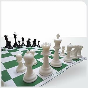 StonKraft 17'' x 17'' Tournament Chess Vinyl Foldable Chess Game with Solid Plastic Pieces