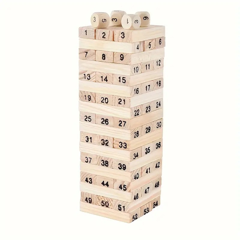 a set of 54 wooden building blocks twist and turn game set classic balance tower game suitable for family entertainment     for halloween and christmas details 0