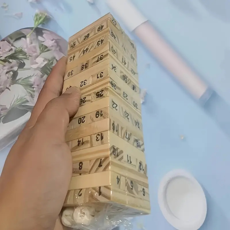 a set of 54 wooden building blocks twist and turn game set classic balance tower game suitable for family entertainment     for halloween and christmas details 2