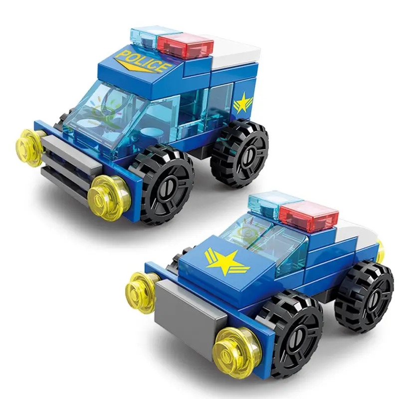 147pcs 6 in 1 city police series car model small particle building blocks assembling children bricks puzzle toys gift details 8