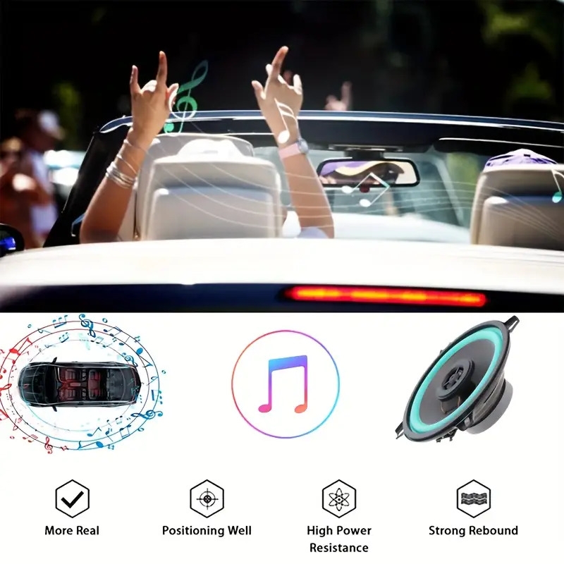 1pc 5 inch 100w 2 way car hifi coaxial speaker car door audio music stereo tweeter mid woofer full range frequency speaker green for refit replace 9