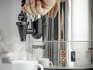 Geepas Electric Catering Urn, 1650W Instant Hot Water Boiler Dispenser