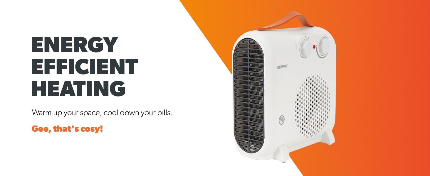 Geepas Portable Fan Heater Adjustable Thermostat