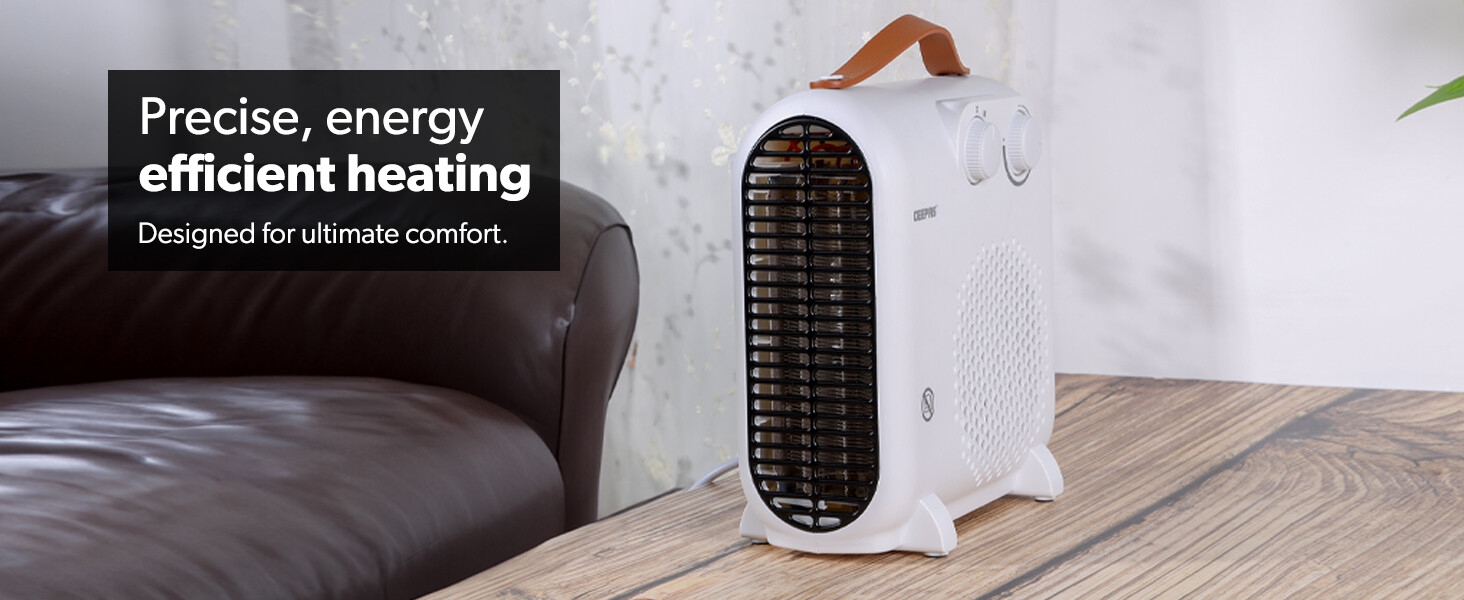 Geepas Portable Fan Heater Adjustable Thermostat