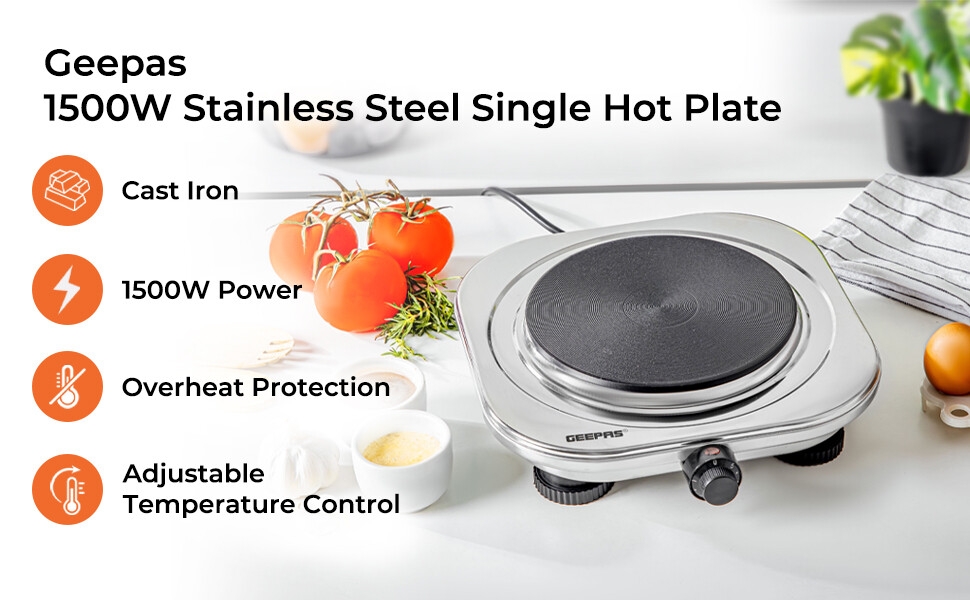 Geepas Stainless Steel Single Hot Plate