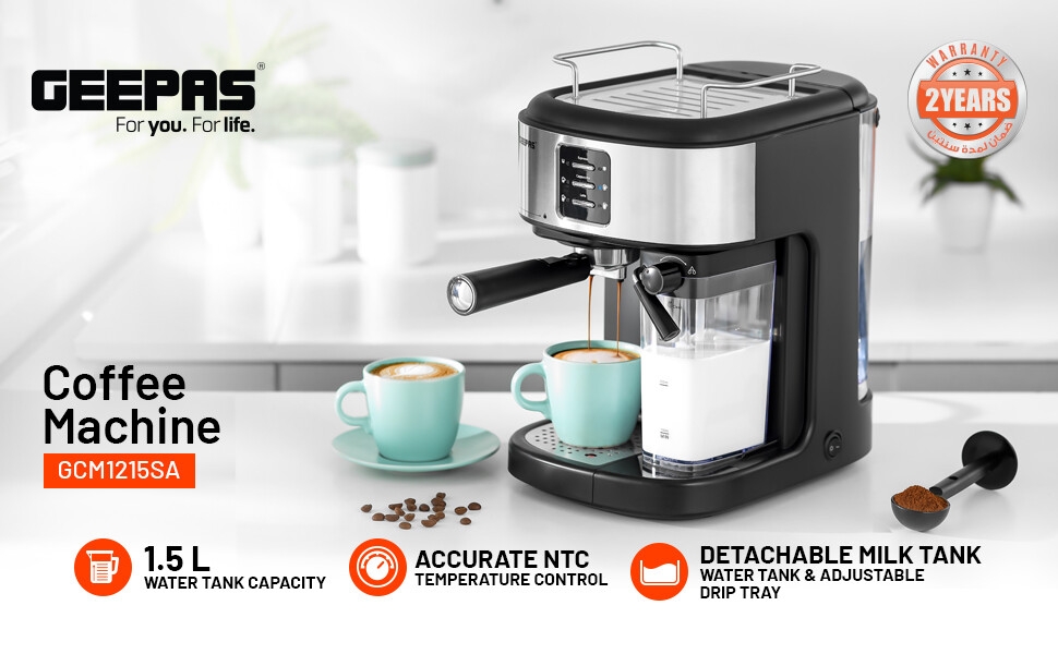 Geepas Espresso and Cappuccino Coffee Machine