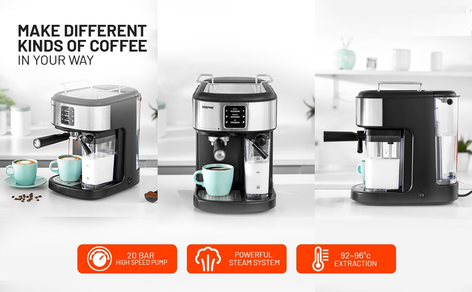 Geepas Espresso and Cappuccino Coffee Machine