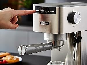 GEEPAS Espresso & Cappuccino Coffee Machine with Milk Frother, Silver