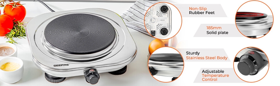 Geepas Stainless Steel Single Hot Plate