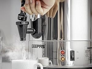 Geepas Electric Catering Urn, 1650W Instant Hot Water Boiler Dispenser