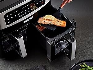 Geepas Vortex 9L Dual Basket Air Fryer Family-Sized 10-in-1 Digital Convection Air Fryer