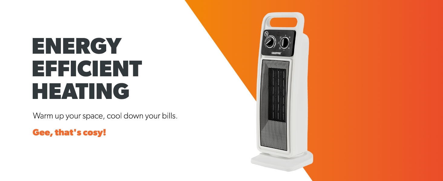 Geepas Ceramic Heater, Portable Electric Space Heater