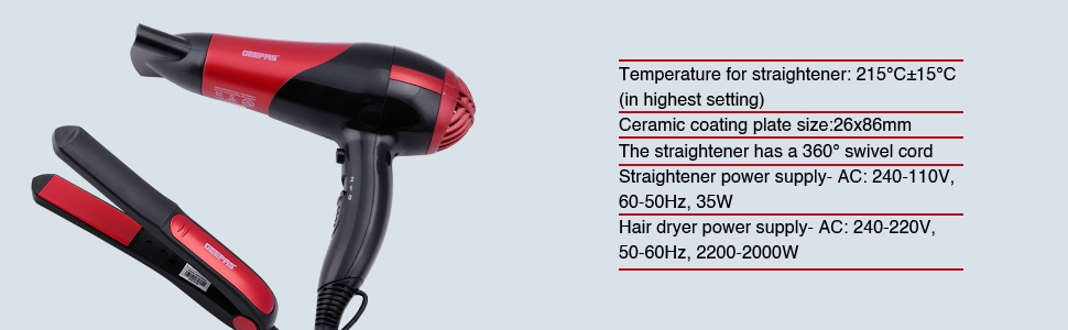 Geepas Hair Straightener,Hair Dryer