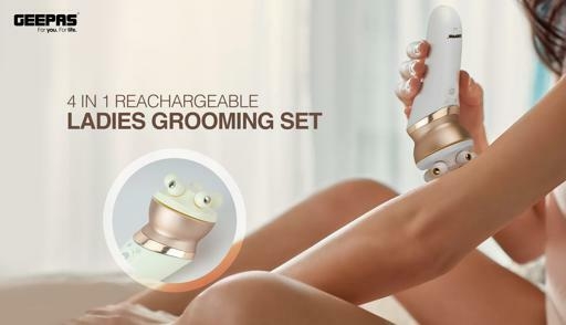 display image 2 for product Geepas GLS86053 Lady Shaver Set - Electric Hair Remover - Detachable Shaving Head- On/Off Switch- LED Indicator Light- Ideal to Remove Unwanted Hair