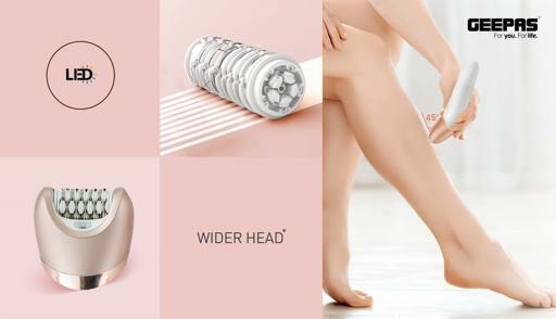 display image 5 for product Geepas GLS86053 Lady Shaver Set - Electric Hair Remover - Detachable Shaving Head- On/Off Switch- LED Indicator Light- Ideal to Remove Unwanted Hair