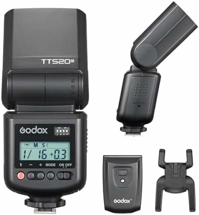 Godox TT520III Camera Flash with 433MHz Wireless Triggering - 33 GN, 16 Channels, Adjustable Flash Head, Multiple Modes & Accessories - Compatible with Canon, Nikon, Sony, Fujifilm, Olympus and More