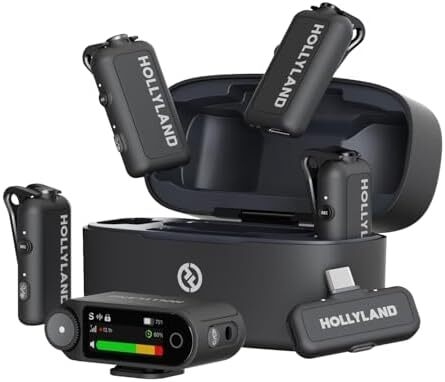 Hollyland LARK MAX 2 Combo-4 Person Version, Wireless Lavalier Microphone, Tailored for Multi-Person Shooting Scenarios, Microphone for Camera, iPhone, Android, (4TX + 2RX+ Charging Case)