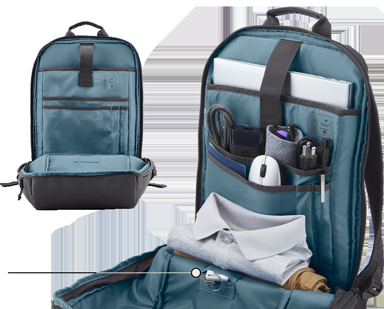 Backpack charging cable slot