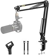 MAONO Boom Arm Microphone Stand: Adjustable Metal Suspension Mic Boom Arm for Podcast Gaming Stre...