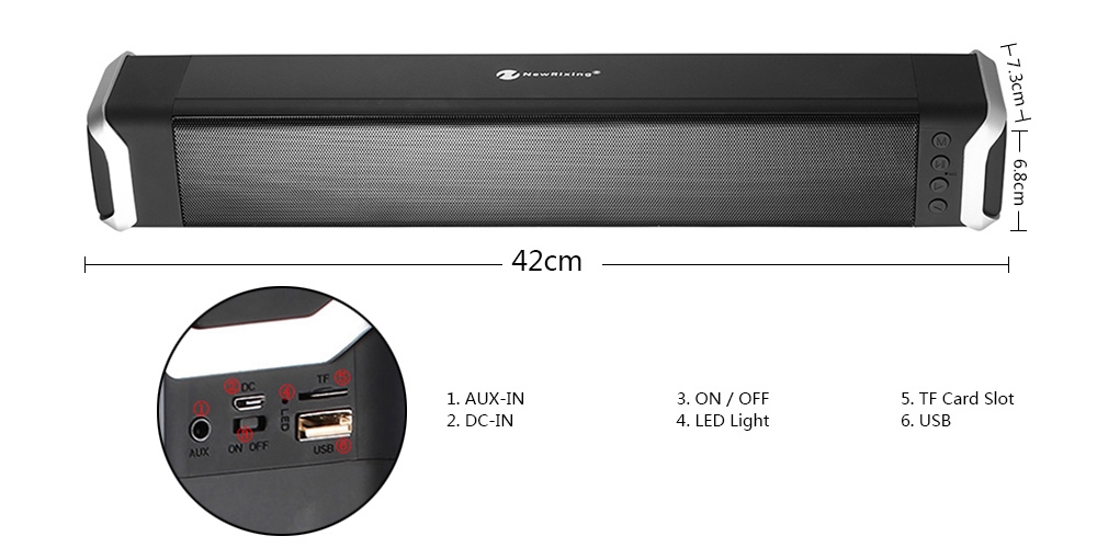 NewRixing NR - 2017 Elegant Wireless Bluetooth Soundbar Home Theater Speaker- Red NewRixing NR - 2017 Elegant Wireless Bluetooth Soundbar Home Theater Speaker- Red