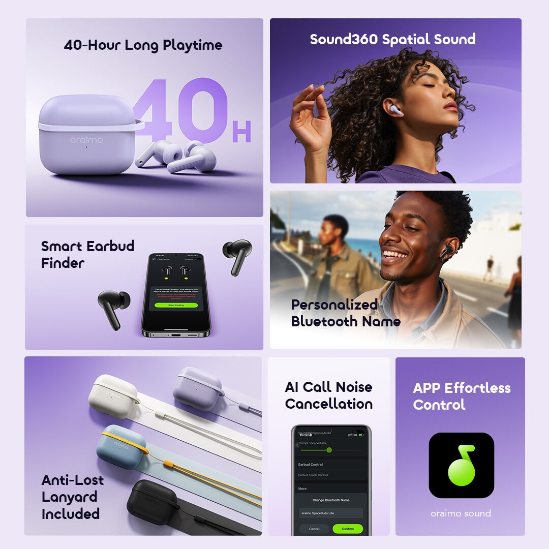 oraimo wireless earbuds SpaceBuds Lite OTW-324 features