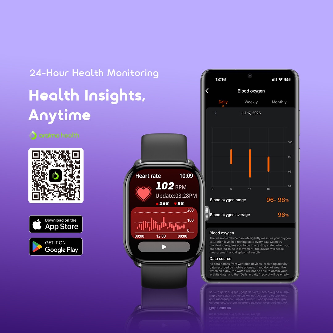 oraimo Smart Watch Watch 6 Lite OSW-809 06 24-Hour Health Monitoring