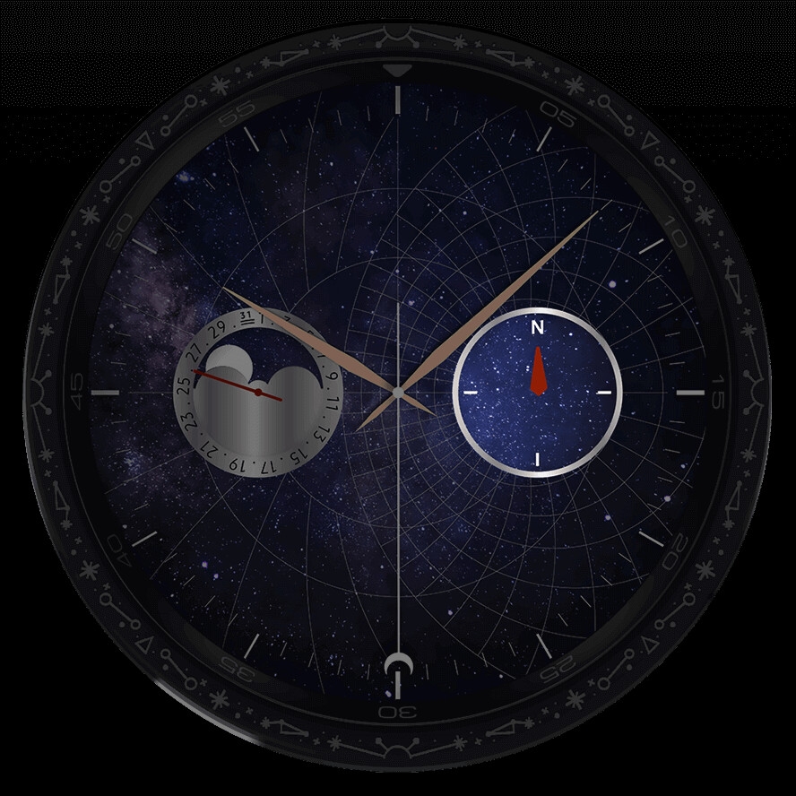 Galaxy Watch6 Classic Astro Edition dial highlighting Compass