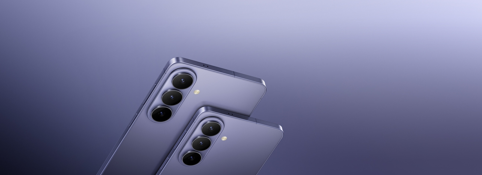 Close up of the back of Galaxy S26 and S26 plus is seen highlighting the camera lenses. Galaxy AI.