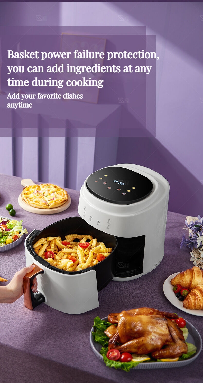 New Arrivals 6 in 1 8L 1400W Smart Touch Screen Pink Custom Oil Free Electric Deep Fryer Hot Air Fryer