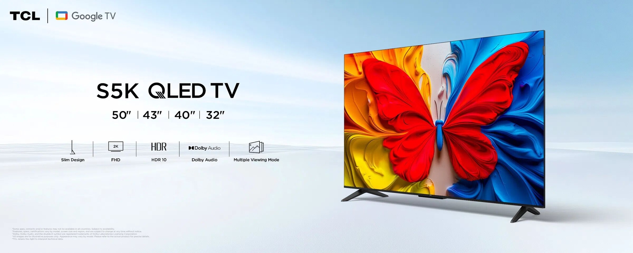 TCL S5K-2K QLED TV-32/40/43 Inch Google TV