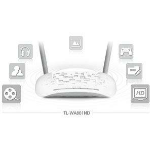 TP-Link Wireless N300 2T2R Access Point, 2.4Ghz 300Mbps - White