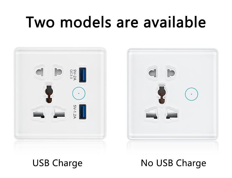 Tuya WiFi Smart Socket Switch Universal Plug for EU UK Quick Charge 3.0 B Port 16A Wall Socket 2 Compatible Alexa Google Home