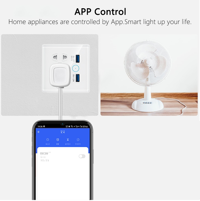 Tuya WiFi Smart Socket Switch Universal Plug for EU UK Quick Charge 3.0 B Port 16A Wall Socket 2 Compatible Alexa Google Home