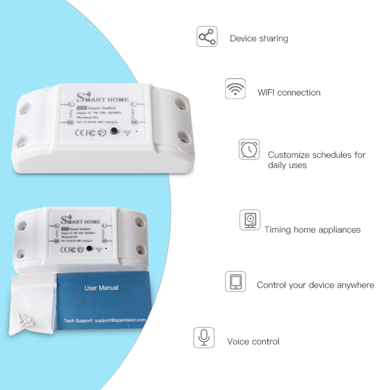 Smart Life TUYA Basic Wifi Smart Switch Module/220V 10A Wireless DIY Timer Smart Home Automation Remote Controller for Alexa